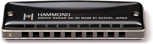 Suzuki HA-20-LF Promaster Hammond Professional 10-Hole Diatonic Harmonica, Key of F Low