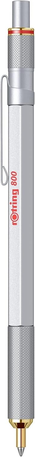 Rotring 800 Retractable Ballpoint Pen, Medium Point, Silver
