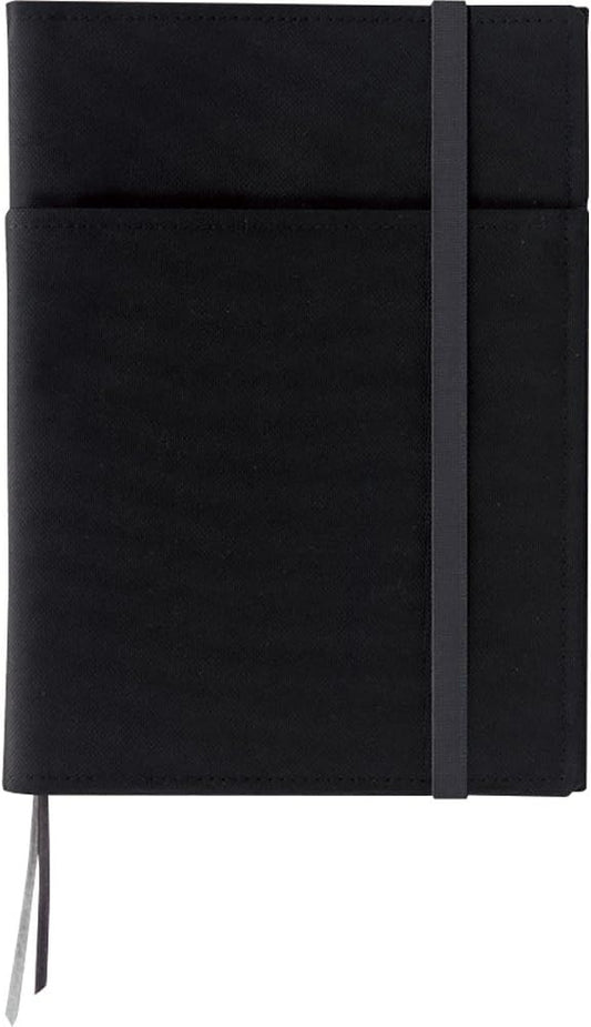 KOKUYO Systemic Cover Notebook, with One A5, B 6mm Ruled, 28 Lines, 50 Sheets, Twin Ring Edge Title Notebook, Black, Japan Import (NO-685B-D)