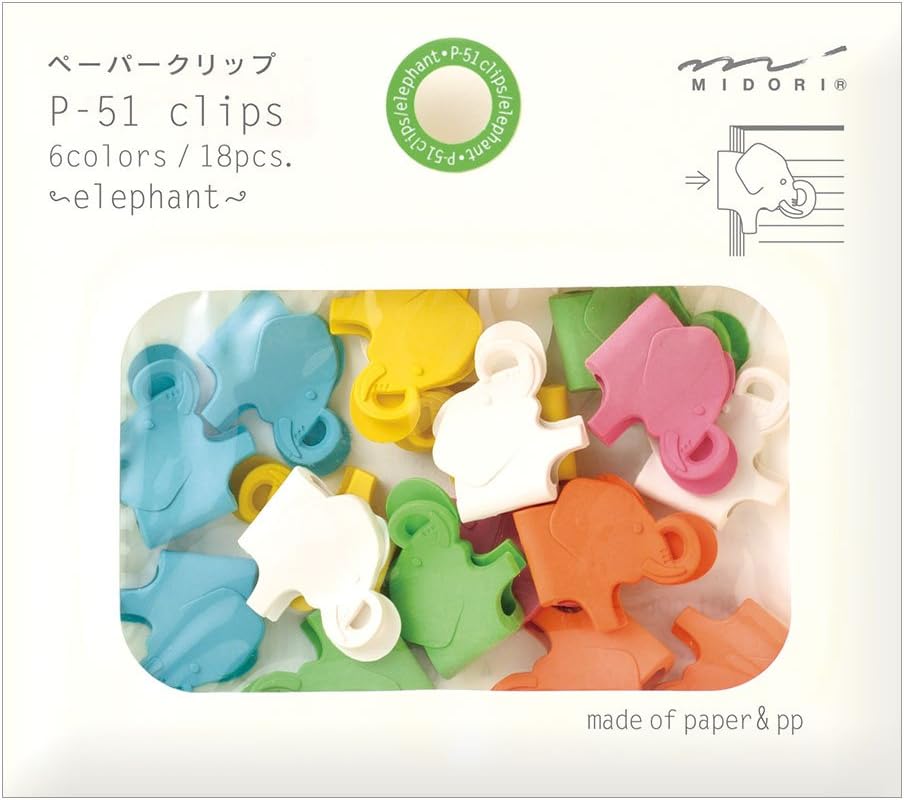 Midori Paper Clips, Animal Elephant, 18 Pieces (43301006)