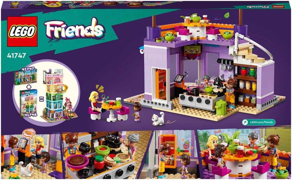 LEGO 41747 Friends Heartlake City Collective Kitchen Toy with Home Accessories, 3 Mini Dolls Plus Churro the Cat Figurine, Combine with the Collective Center (41748)