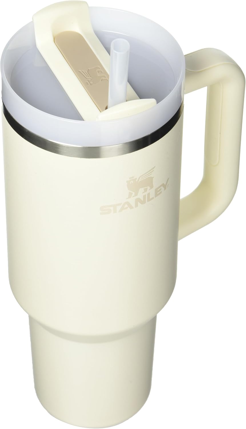 Stanley Quencher H2.0 Tumbler with Handle and Straw 40 oz | Flowstate 3-Position Lid | Cup Holder Compatible for Travel | Insulated Stainless Steel Cup | BPA-Free | Cream 2.0