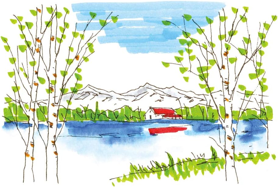 Kuretake ZIG FUDEBIYORI Brush Pens 12 colors set, AP-Certified, Odourless, Xylene free, Flexible Hard brush tip, Effective for both details and larger spaces, Professional quality, Made in Japan