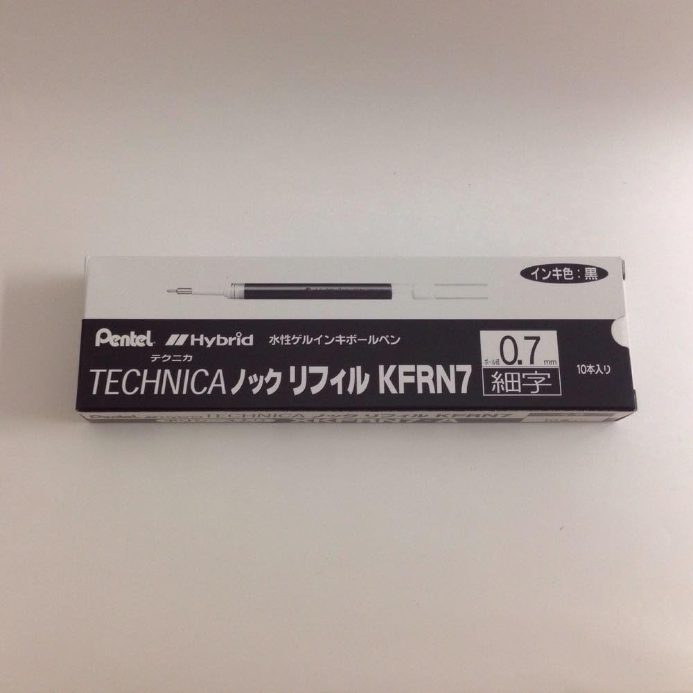 Pentel XKFRN7-A Hybrid Ballpoint Pen Refill, 0.7 Black, Set of 10