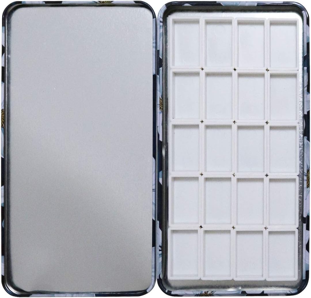FCLUB Empty Watercolor Palette, 20 Wells with Magnetic Strips and Lightweight, Metal Watercolor Palette, Paint Holder, Paint Palette, Paint Tray Palettes, Painting Palette