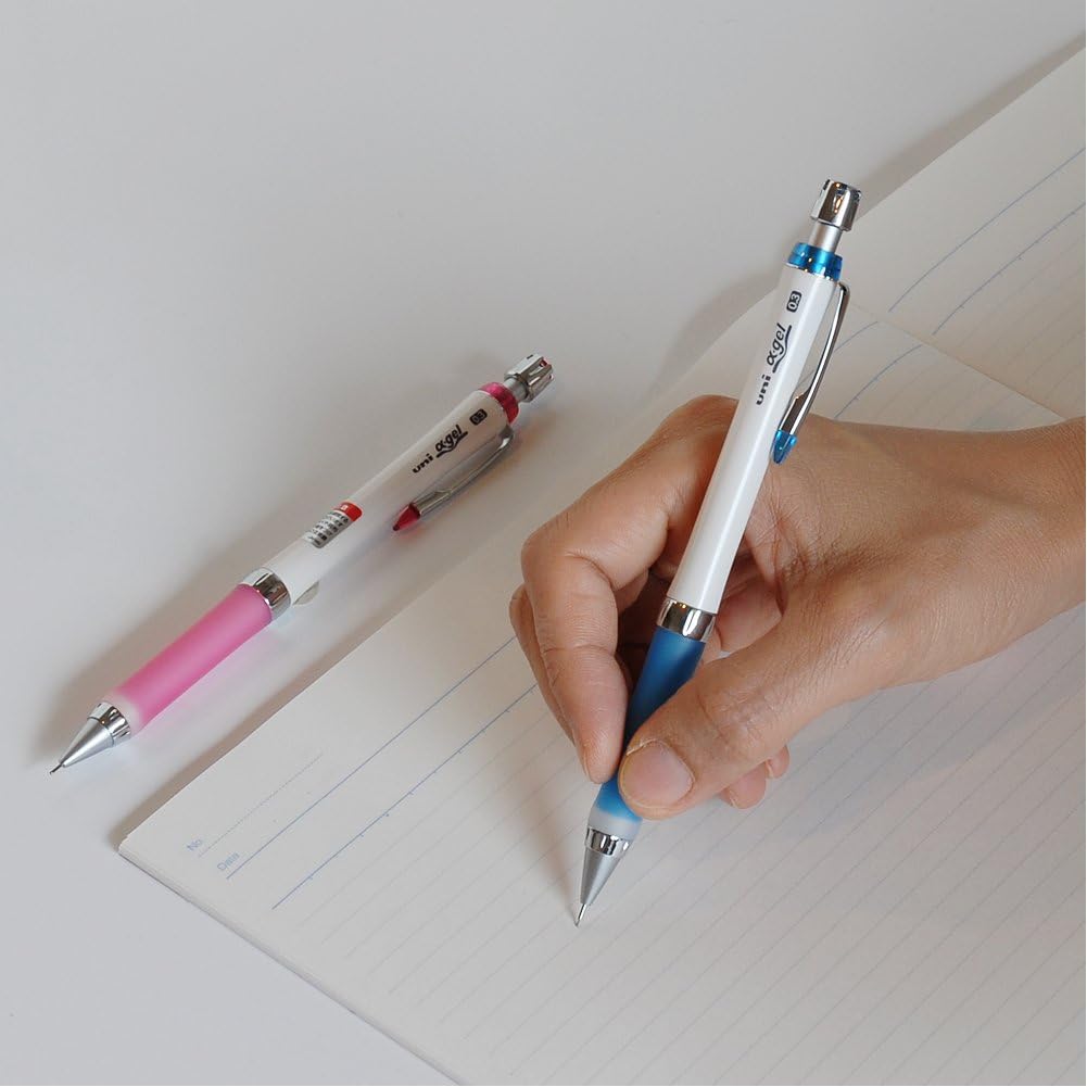 Uni Mechanical Pencil, Slim Model with Alpha Gel Grip, 0.3mm, White & Blue (M3807GG1PW.33)