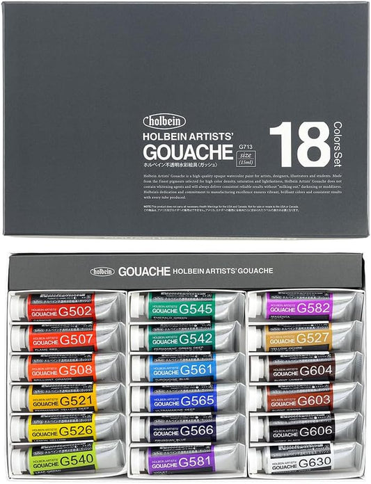 Holbein Opaque Watercolors (Gouache) G713 15ml 18-Color Set 03713