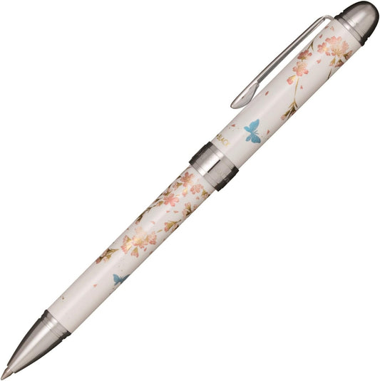 Sailor 16-0344-210 Multi-functional Fountain Pen, 2 Colors + Sharp, Yumi Maki-e, Weeping Cherry Blossoms, White