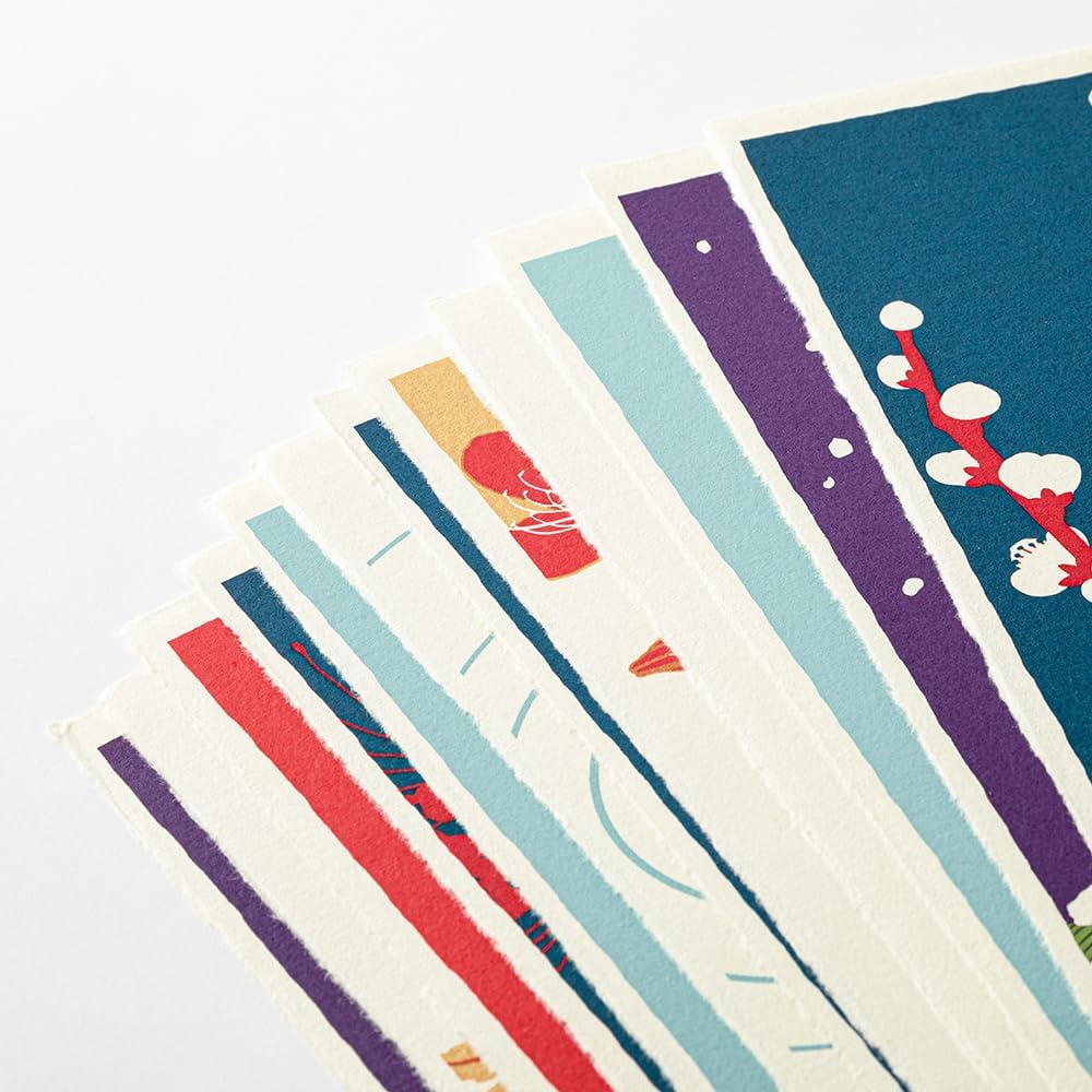 Midori 3130006 2024 Calendar, Wall Hanging, L, Echizen Washi Paper, Traditional Pattern (L (Stalk))