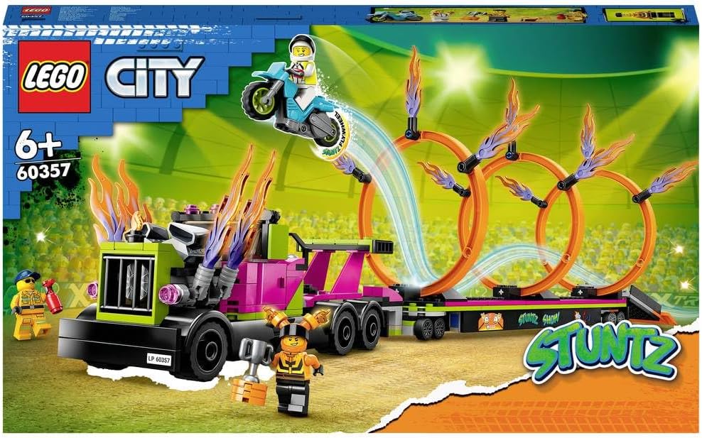 Lego City 60357 Trailer Truck and Fire Ring Challenge, Toy Blocks, Present, Vehicle, Glue, Boys, Girls, Ages 6 and Up