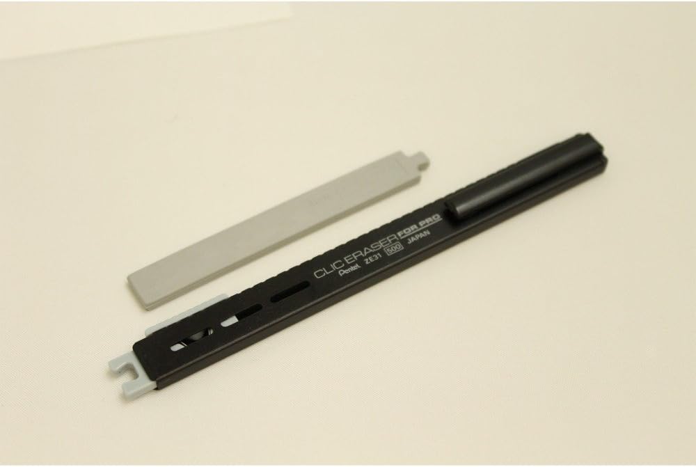 Pentel ZE31-A Rectangle Holder Eraser, Click Eraser, Product Size: 0.5 x 0.3 x 4.8 inches (14 x 8 x 122 mm), 0.3 oz (9 g), Black