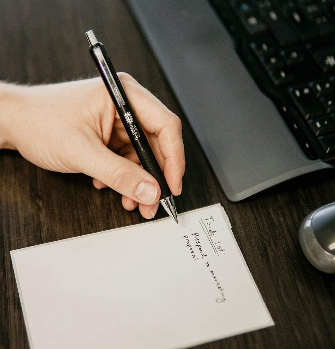 ZEBRA G-350 Retractable Gel Pen, Medium Point, 0.7mm, Space Black Barrel, Black Rapid Dry Ink, 12 Pack, Model: 40710