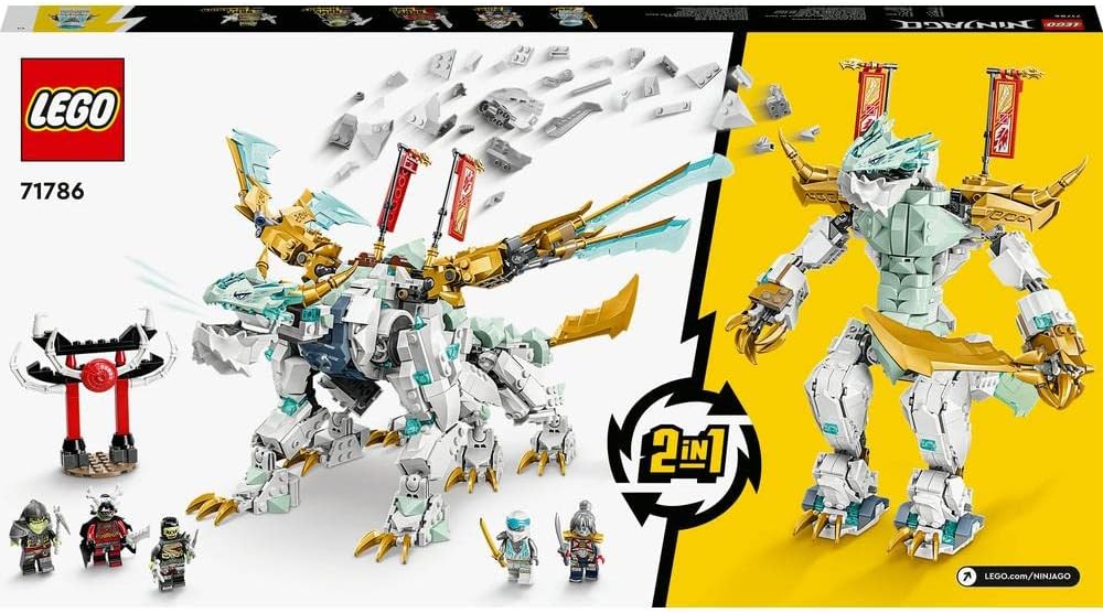 LEGO 71786 NINJAGO Zane's Ice Dragon 2 in 1 Building Kit with Ninja Action Figure, Building Toy with Rebuild and Arm Dragon Toy for Kids, Gift Idea, from 10 Years