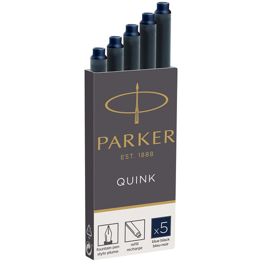 Parker Quink Fountain Pen Refills – Pack of 5 Cartridges (1950382)