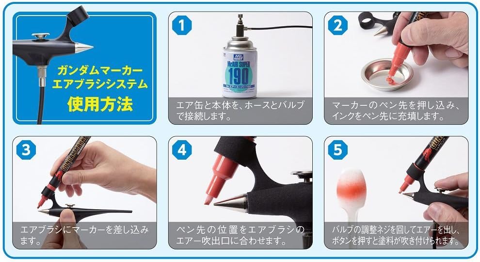 GSI Creos Gundam Marker Airbrush System Tools,Black, 0.5 Liters