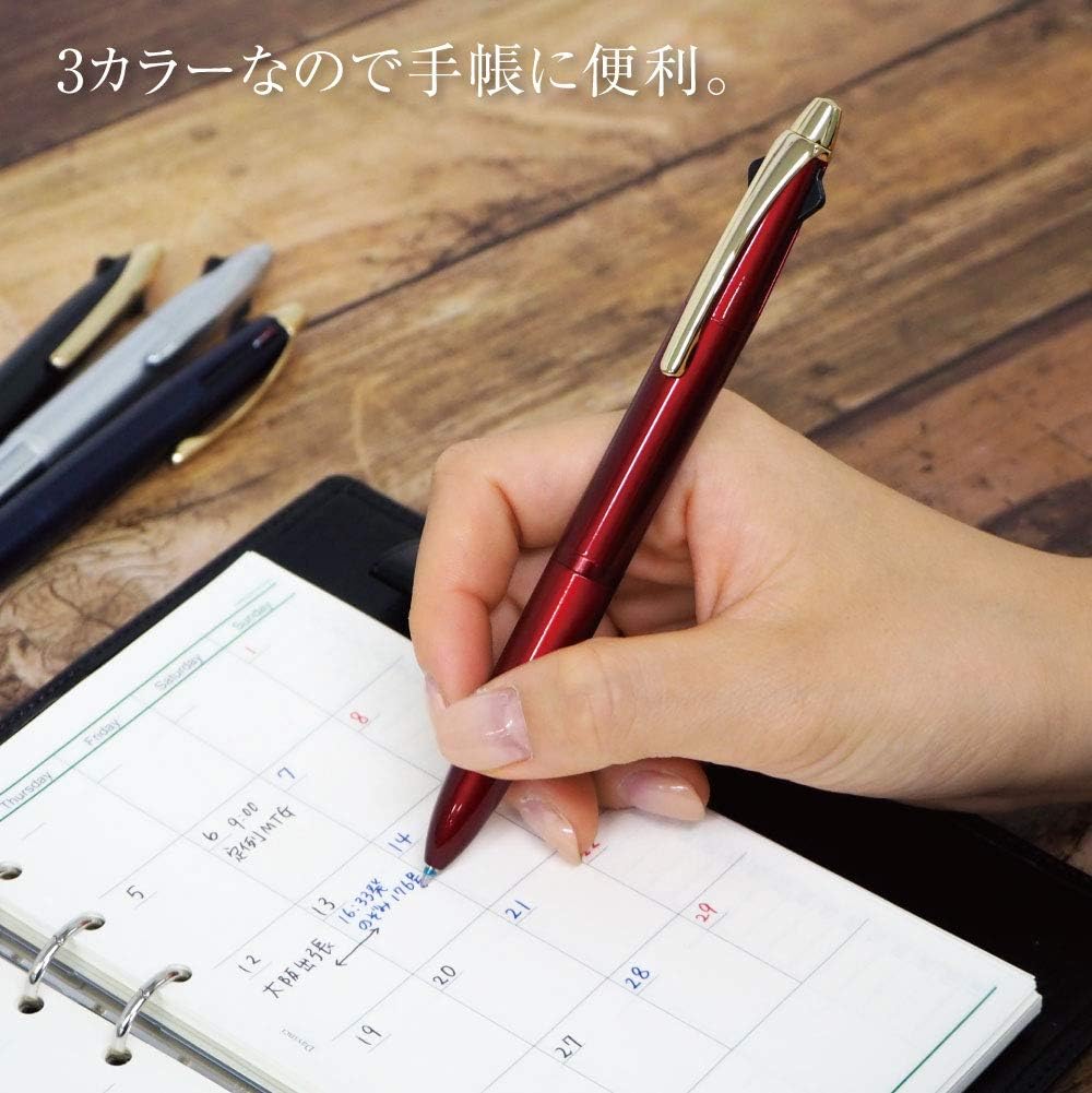 ZEBRA P-B3A12-S 3 Color Ballpoint Pen, Filare 3C, 0.03 inches (0.7 mm), Silver