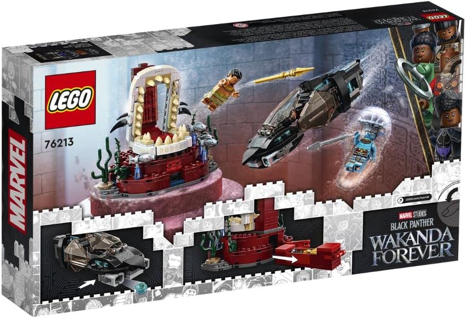 LEGO 76213 Marvel King Namor's Throne Room, Black Panther Wakanda Toy for Building, Set with Submarine for Children from 7 Years, Underwater Adventure with Superheroes