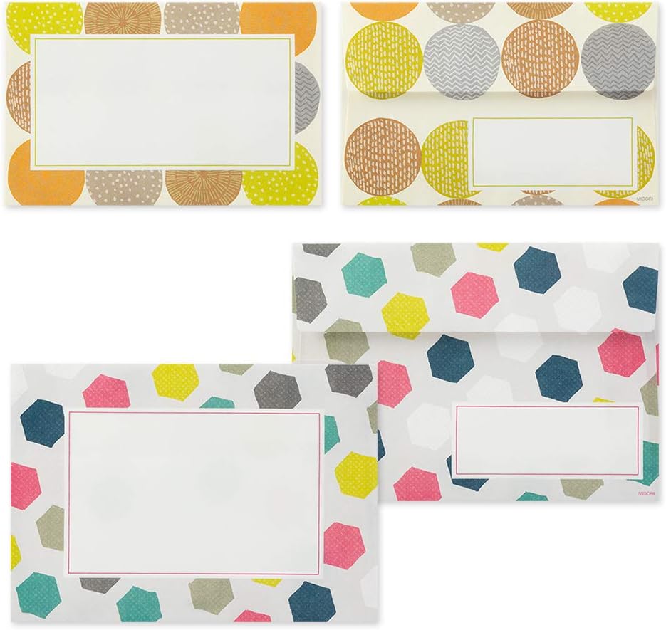 Midori 86762006 Letter Set, Rattle, 5 Size Envelopes, Geometric Pattern