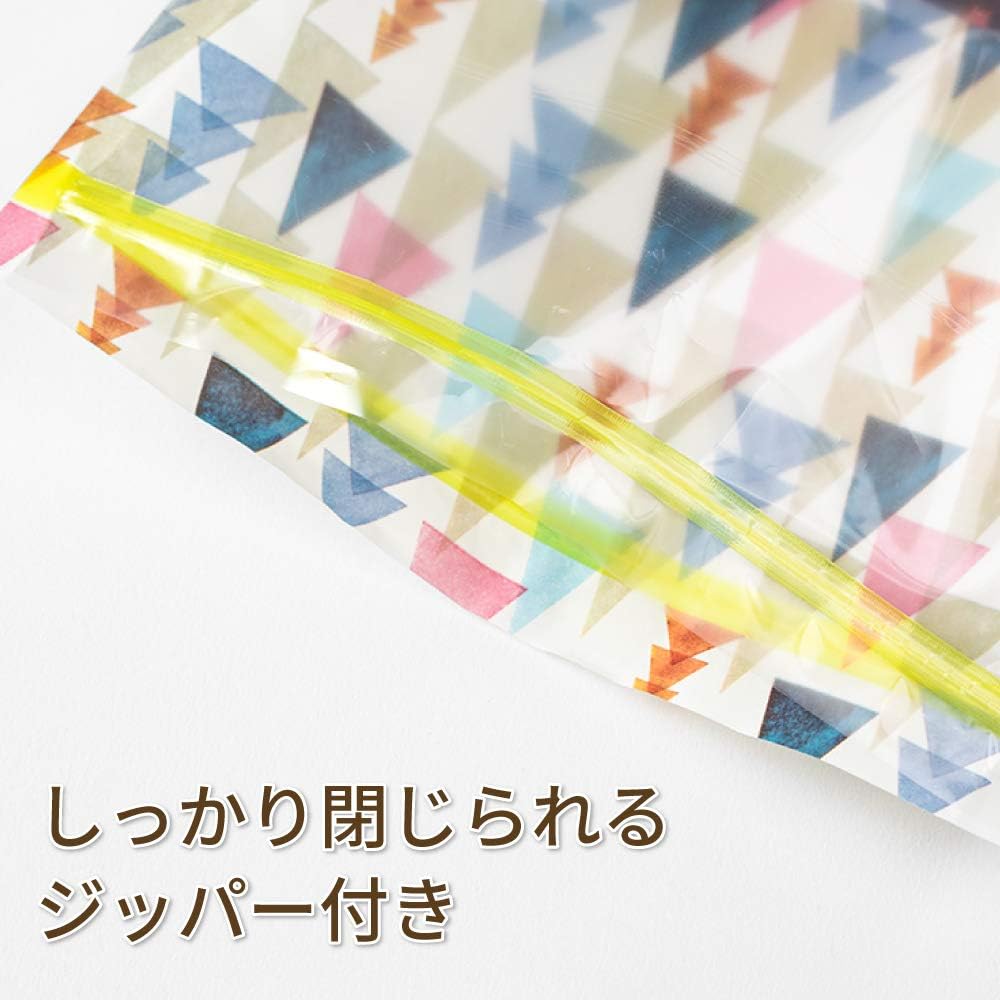 Midori 18793006 Single Sided Transparent Bag, Large, Zipper, Watercolor Forest Pattern