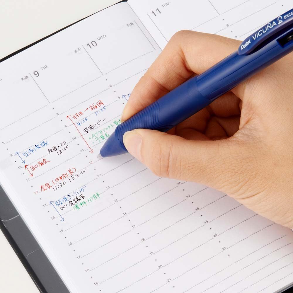 Pentel Ballpoint Pen Vicuna, Extra Fine, Black, Red, Blue, Green, Blue (BXC45C)