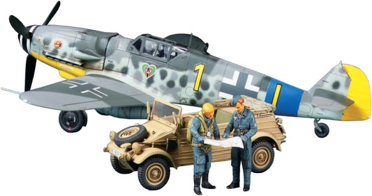 Tamiya 25204 1:48 German BF109 G-6 & Bucket Trolley 82-Model, Plastic Kit for Assembly, Detailed Replica