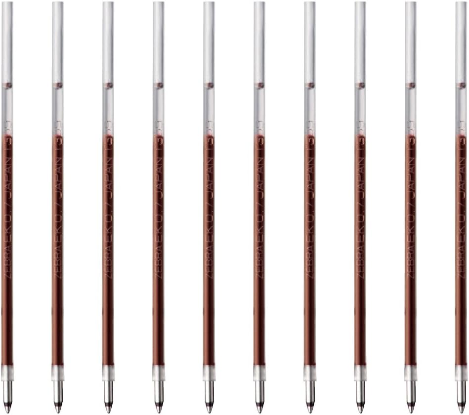 ZEBRA B-REK7-R Ballpoint Pen Refills, Slari, Multicolor, Multi-Functional, EK-0.7 Cores, Red, 10 Pieces
