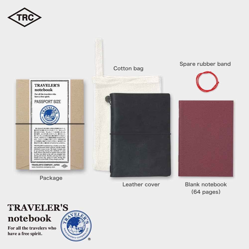 DESIGNPHIL 15026006 Midori Traveler's Notebook, Passport Size, Black