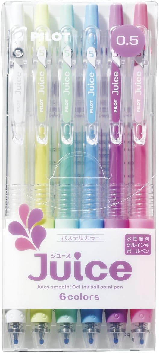 PILOT Juice Gel Ink Ballpoint Pen, 0.5mm, Pastel Colors (LJU60EF-6CP)