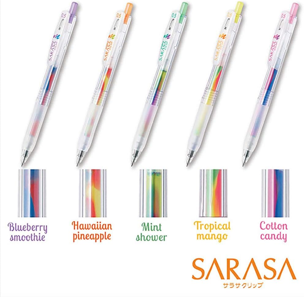 ZEBRA Sarasa Clip 0.5mm Ballpoint Pen, Marble Color 5 Colors Set (JJ75-5C-MB)