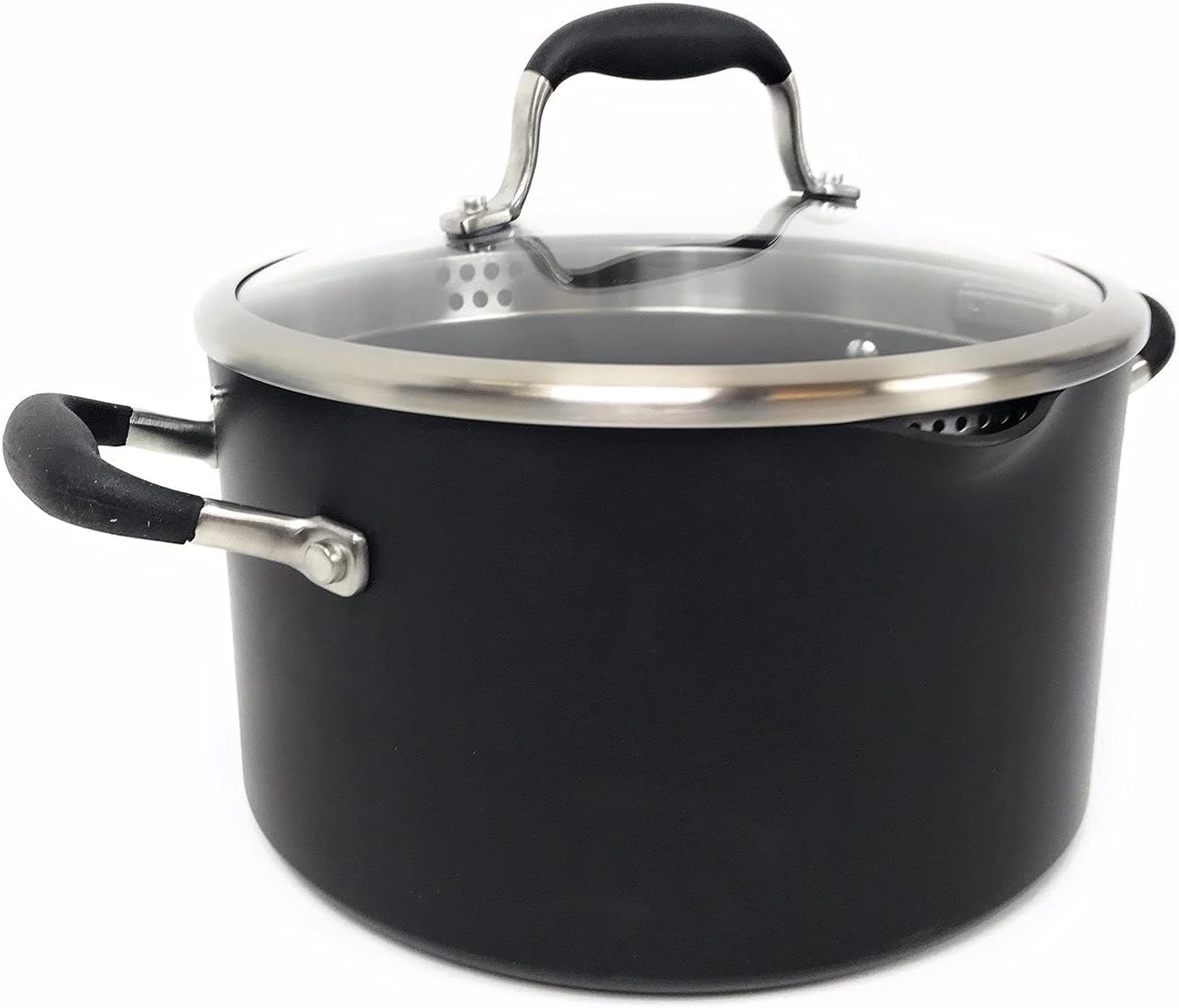 Anolon Advanced Hard Anodized Nonstick Stock Pot/Stockpot with Straining and Lid, 6 Quart, Bronze Brown
