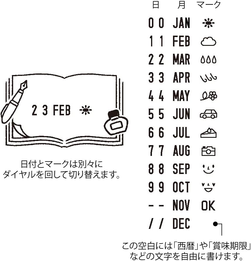 Midori 35456006 Rotating Stamp Date Stationery Pattern