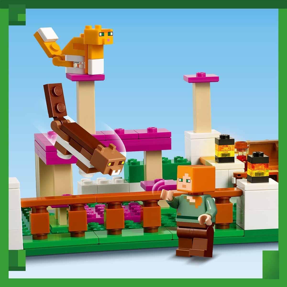 LEGO 21249 Minecraft The Building Box 4.0, Set 2in1 Build River Towers or Cat Hut, with Alex, Steve, Creeper and Zombie Mobs Figures, Toys for Kids