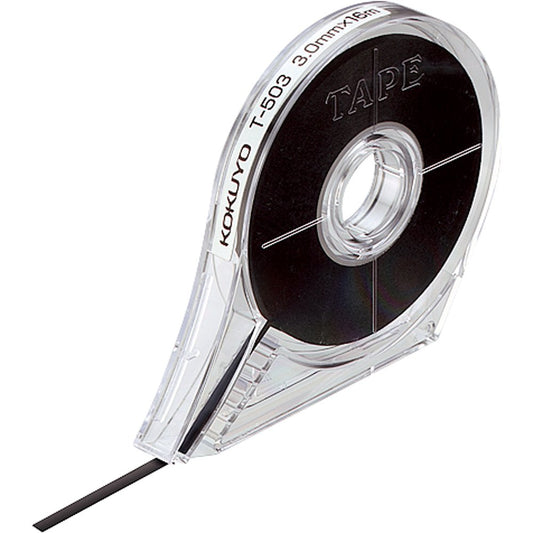 KOKUYO Whiteboard Tape, Width 1/24 Inch (1mm) Graphic Tape with Dispenser, Length 52 Ft (16m) Thin Pinstripe Line Tape Black Dry Erase White Board Accessories for Grid Bar Chart, Japan Import (T-501)