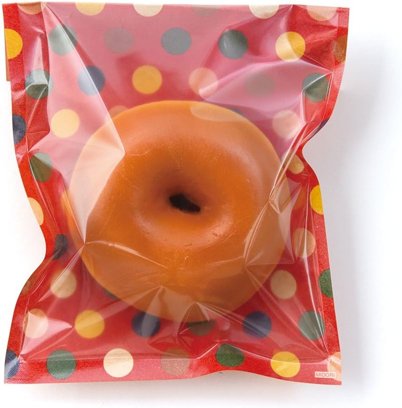 Midori 18821006 Bag, Single Sided Transparent Bag, M, Craft, Multi-Dot Pattern, Red