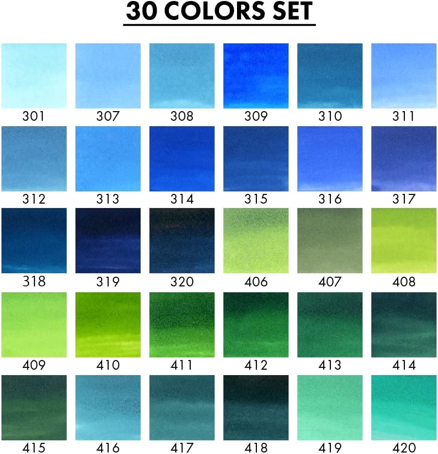Kuretake ZIG Clean Color Real Brush, NEW 30 colors set B, Flexible Brush Tips, Watercolor Pens for Painting, Drawing, Calligraphy and Brush Lettering for Artists, Made in Japan