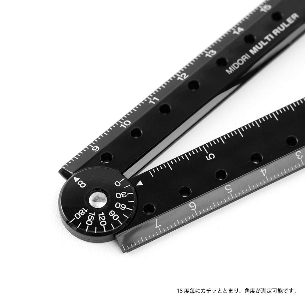 DESIGNPHIL 42272006 Midori Multi Ruler, 6.3 inches (16 cm), Black