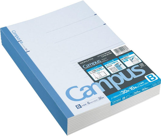 KOKUYO Campus Notebook, B 6mm Ruled, Semi-B5, 30 Sheets, 35 Lines, Blue, Pack of 10, Japan Import (NO-3BNX10)