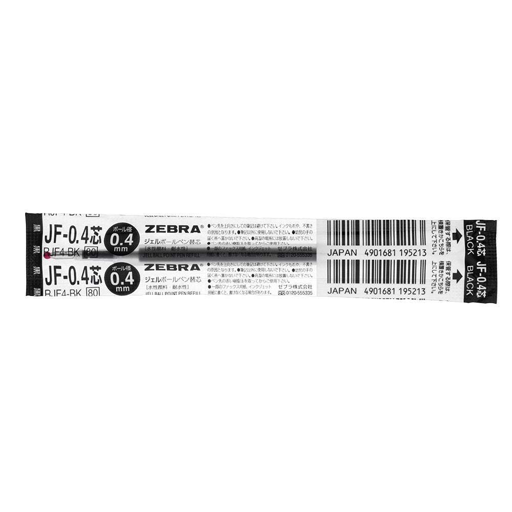 Zebra Sarasa Black Ink Refill (JF-0.4), Clip 0.4 0.4mm Gel Pen Ballpoint Pen (JJS15-BK) - 10 pieces