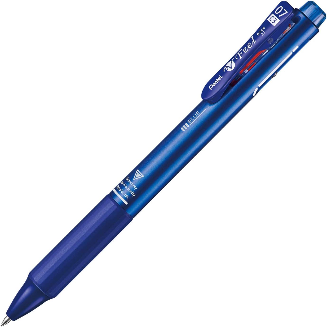 Pentel BXCB37MC Tri-Color Ballpoint Pen, Feel 0.7, Metallic Blue