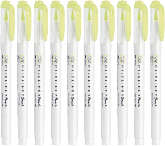 ZEBRA B-WFT8-MY Highlighter, Mild Liner, Blush, Mild Yellow, 10 Pieces