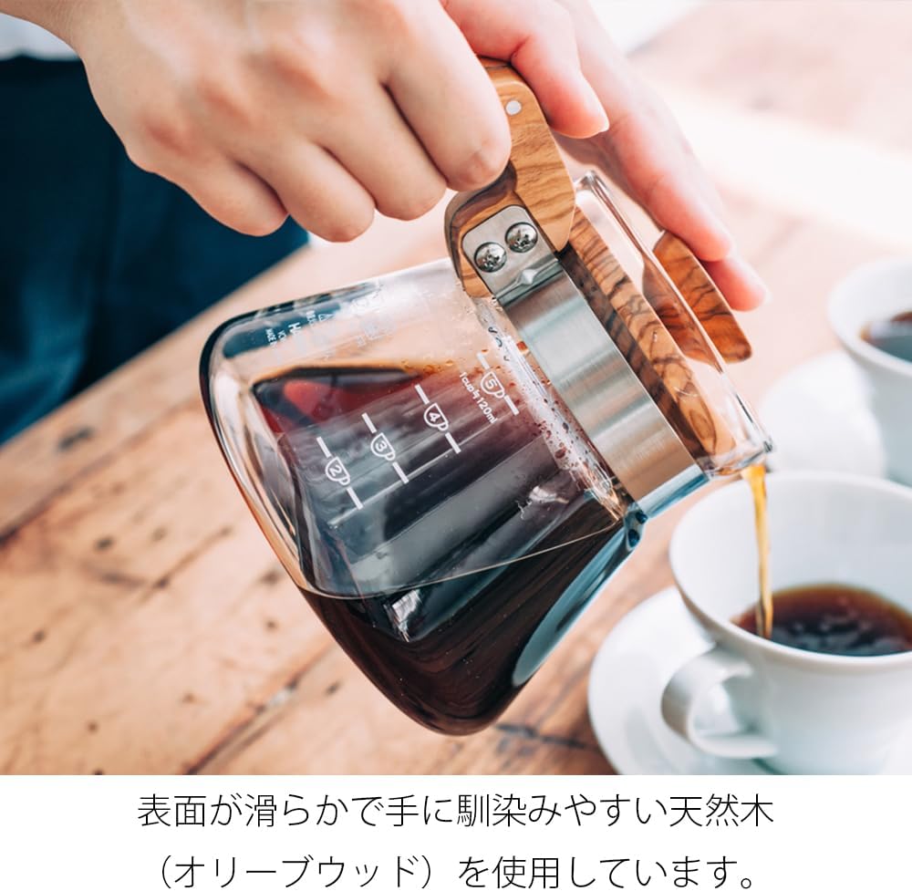 Hario V60 Olive Wood Coffee Server, 600ml