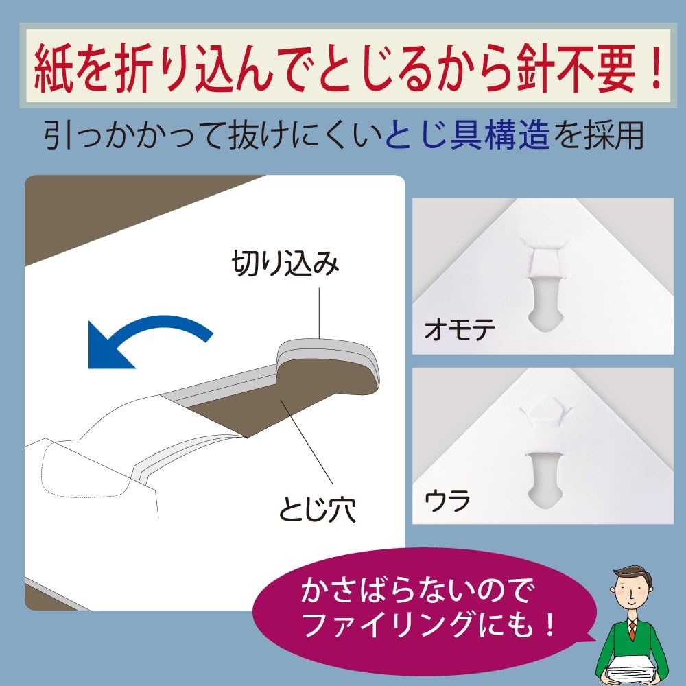 Kokuyo Harinacs Stapleless Stapler, Portable Staple Free Stapler, 10 Sheets Capacity, White, Japan Import (SLN-MSH110W)