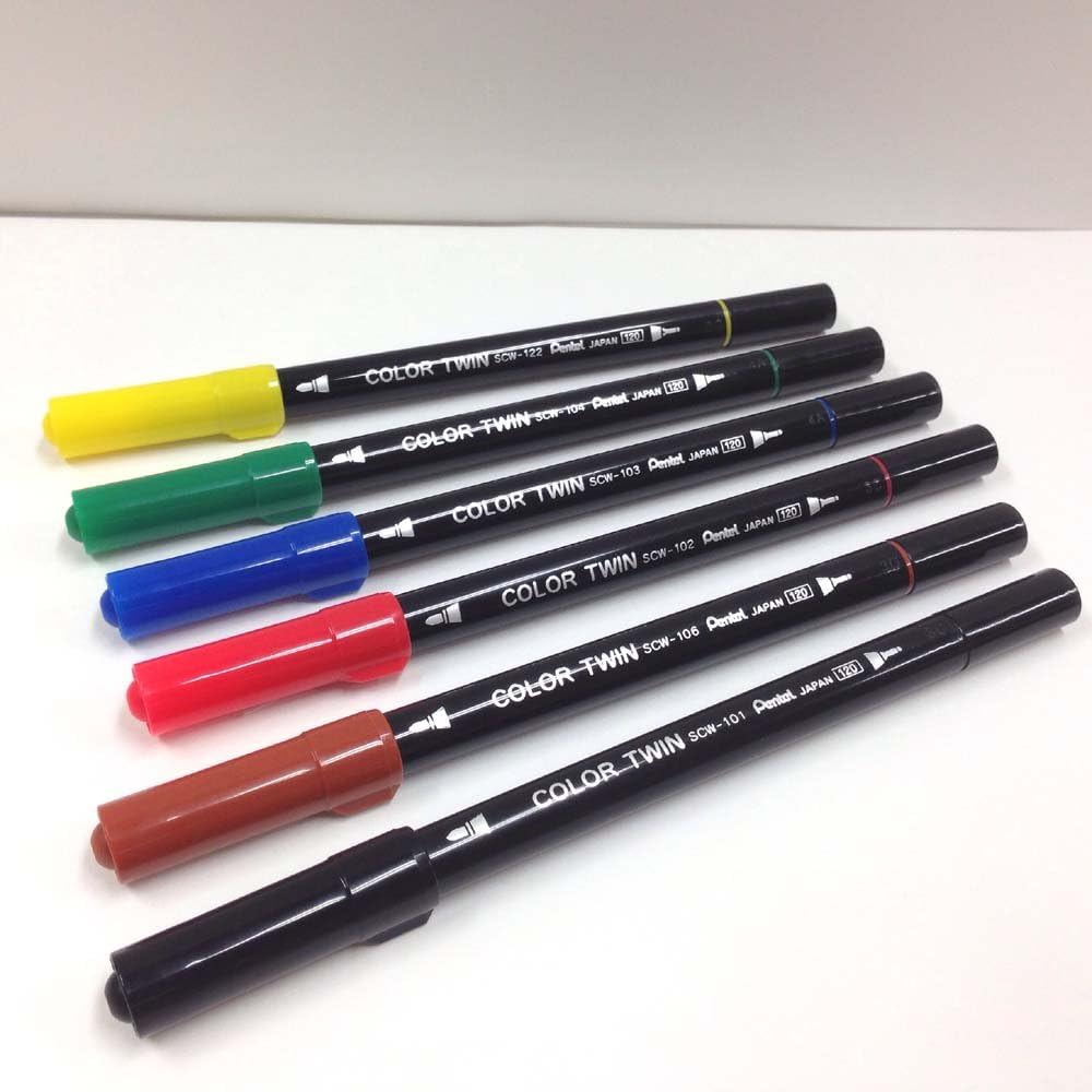 Pentel SCW-18 Water-Based Pen Set, Color Twin, 18 Color Set