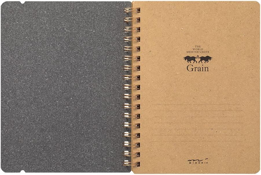 DESIGNPHIL 15222006 Midori Ring Notebook, Grain, B6 Transformation, Black