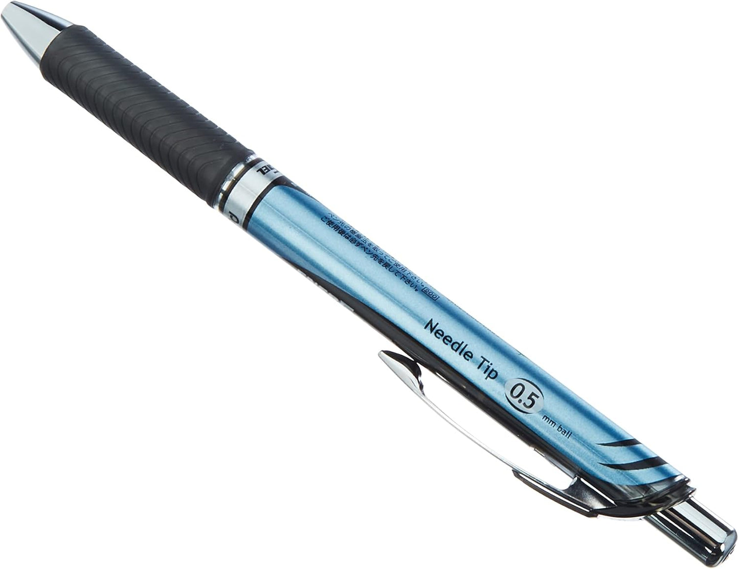 Pentel Energel Knock Ballpoint Pen, 0.5mm Needle Tip, Blue Body with Black Accent (BLN75-A)