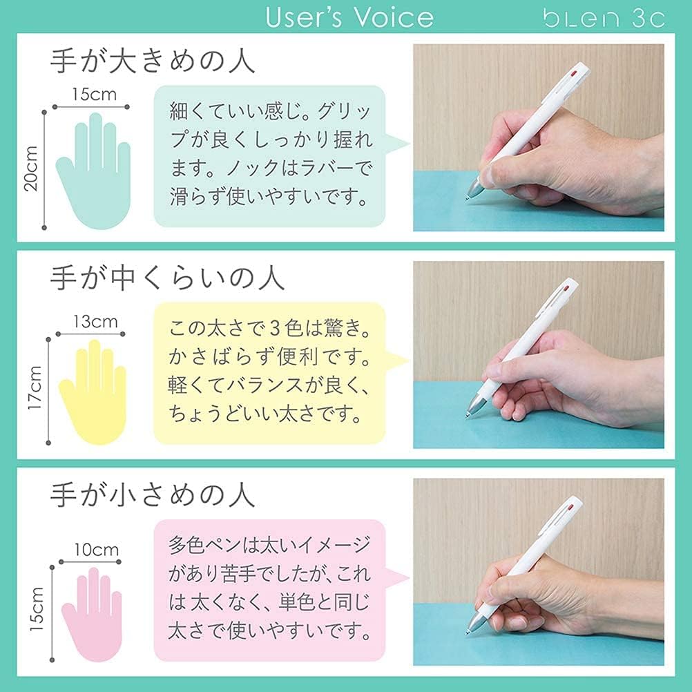 ZEBRA 3 Colors Ballpoint Pen, Blen 3C 0.5mm, Gray Body (B3AS88-GR)