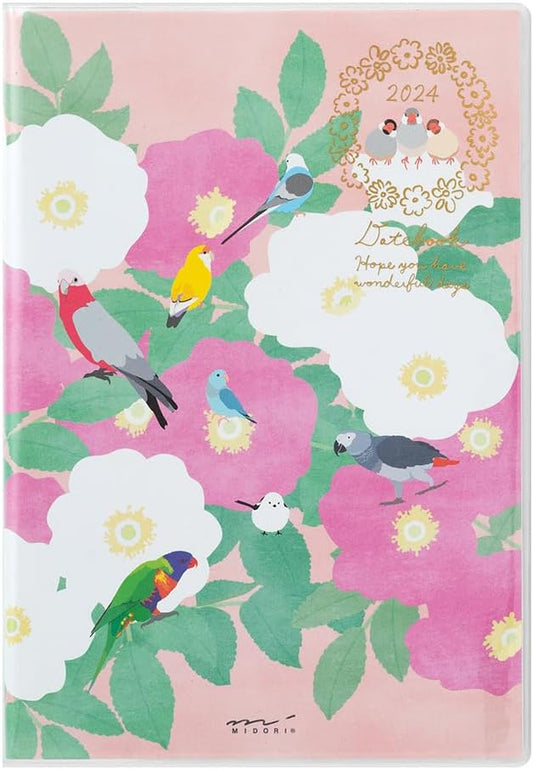 Midori Pocket Diary 22256006 Weekly Planner, 2024, B6, Cat Pattern, Starts January 2024 (Tri-print)