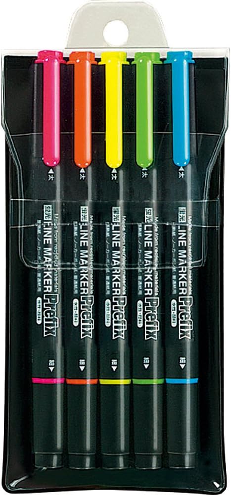 Kokuyo Fluorescent Marker OA Twin 5-Color Set (PM-L202-5S) – Japan Import