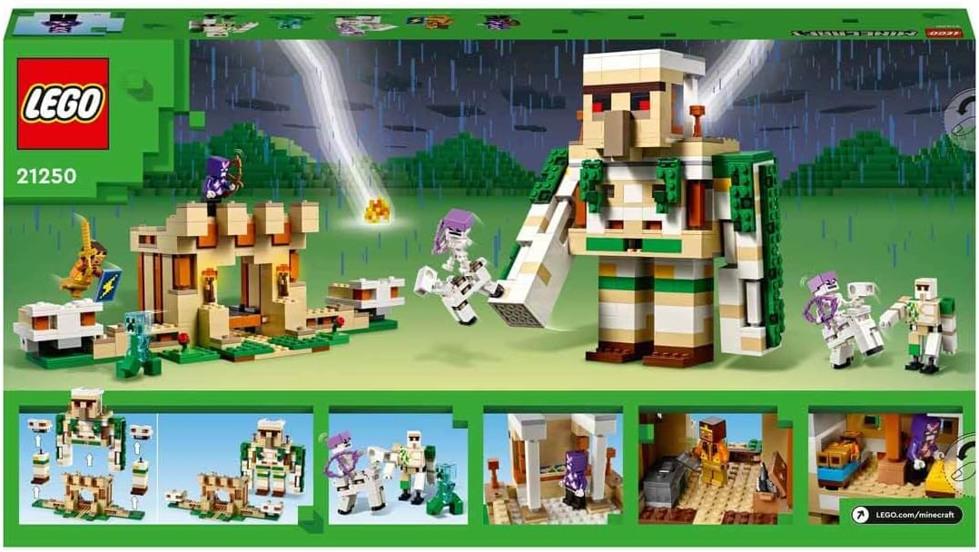 Lego 21250 Minecraft The Iron Golem Fortress, Buildable Castle Toy, Convertible into a Large Figure, with 7 Figures Including Crystal Knight, Skeleton Rider and A Loaded Creeper
