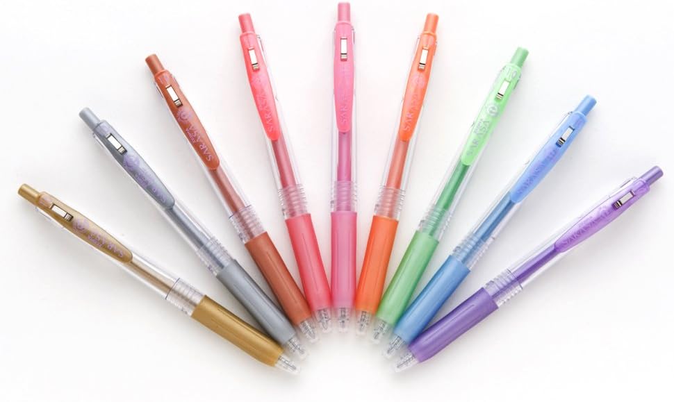 ZEBRA Sarasa Clip 1.0, 9 Shiny / Metallic Color Set (JJE15-9CA)